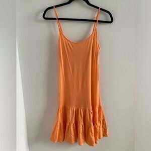 Sweetees Orange Lightweight Ruffle Tiered Hem Mini Dress Size Large New W/O Tag